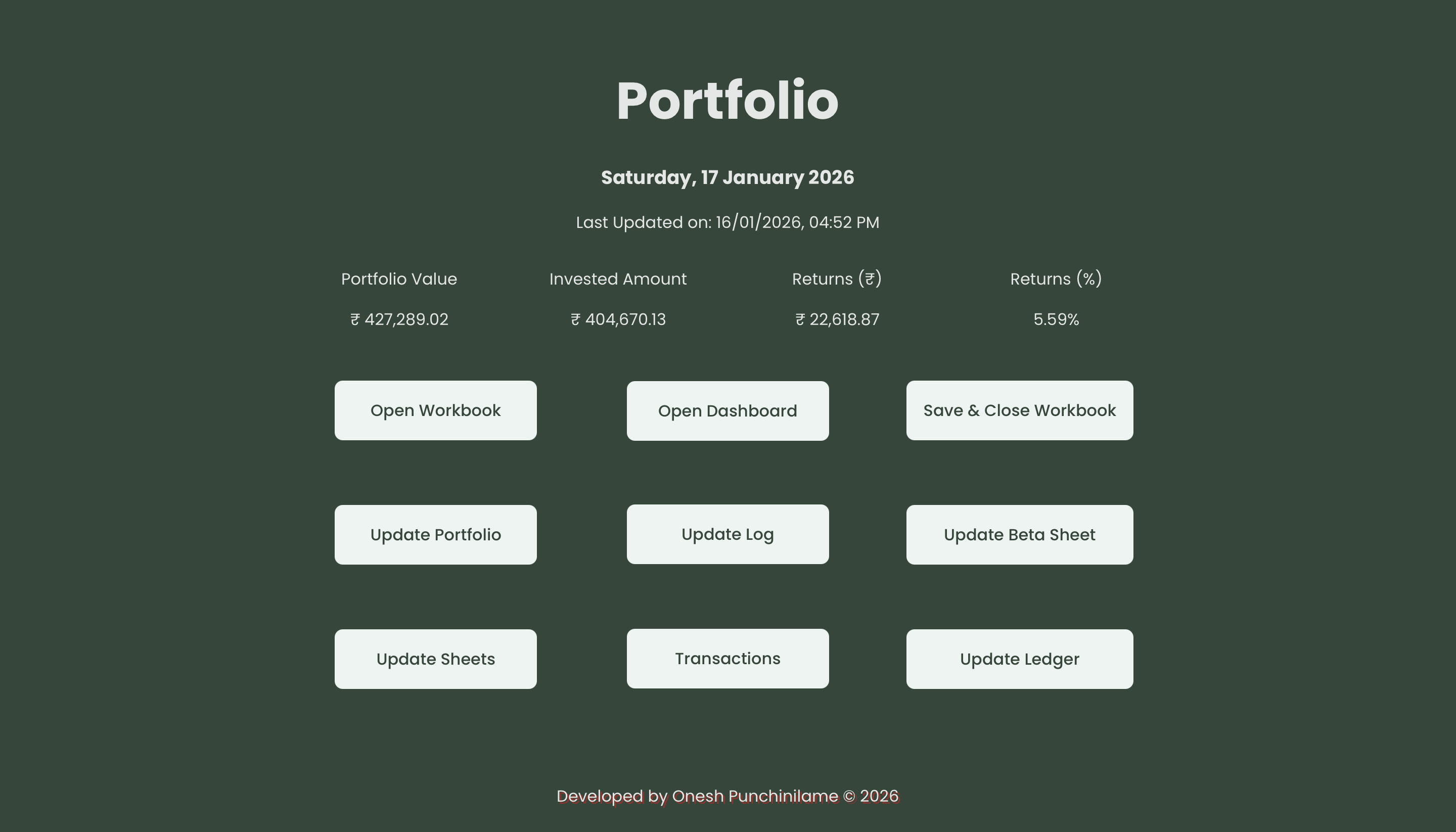 Screenshot of the Portfolio Application